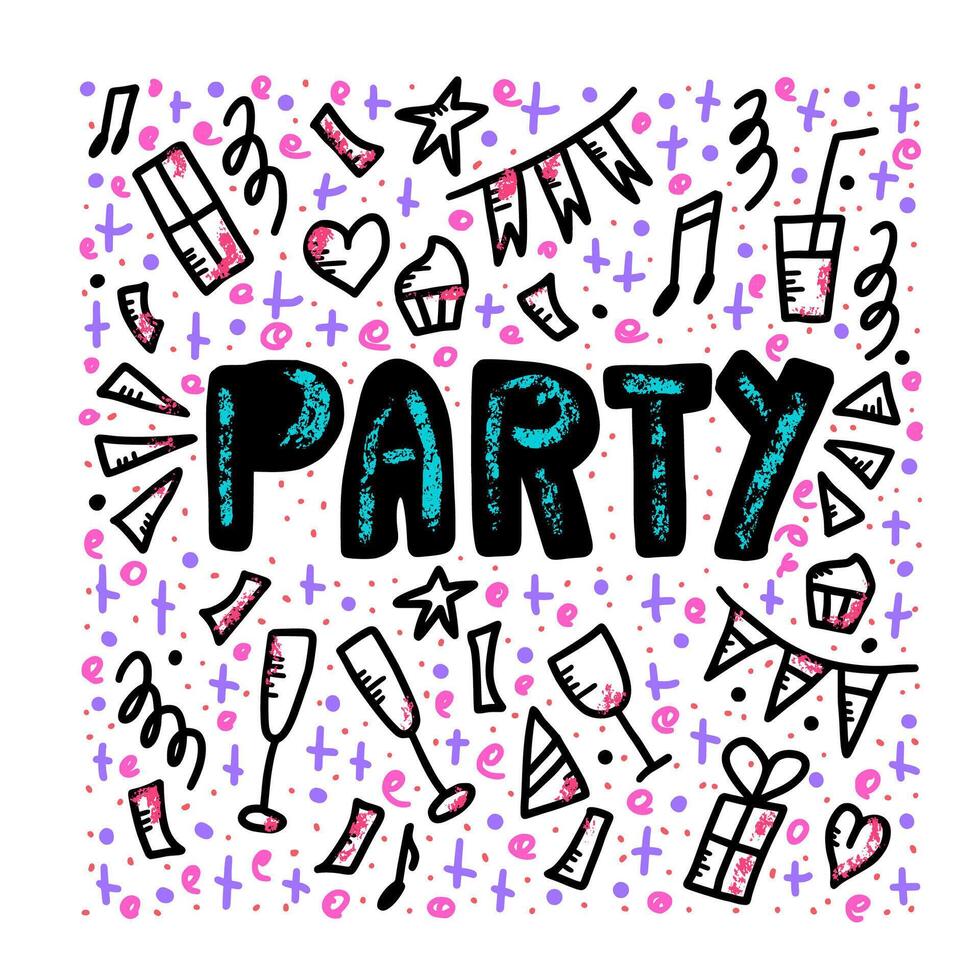 Party poster with text. card illustration. vector
