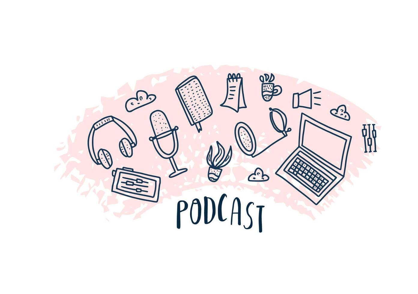 Podcast signs with text. elements design. vector