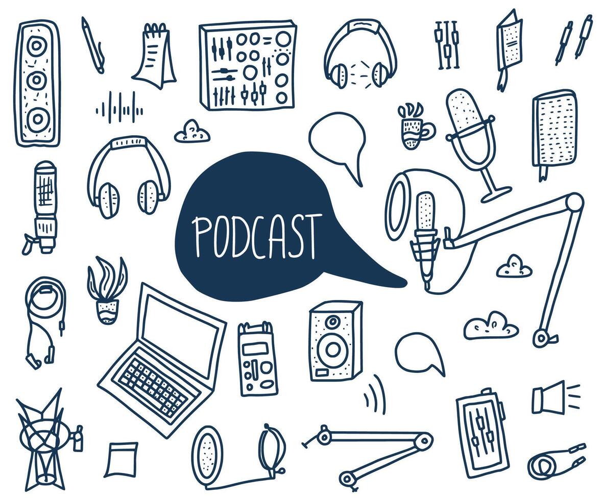 Podcast signs with text. elements design. vector