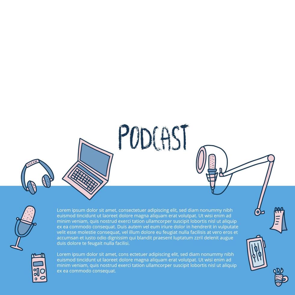 Podcast signs with text. elements design. vector