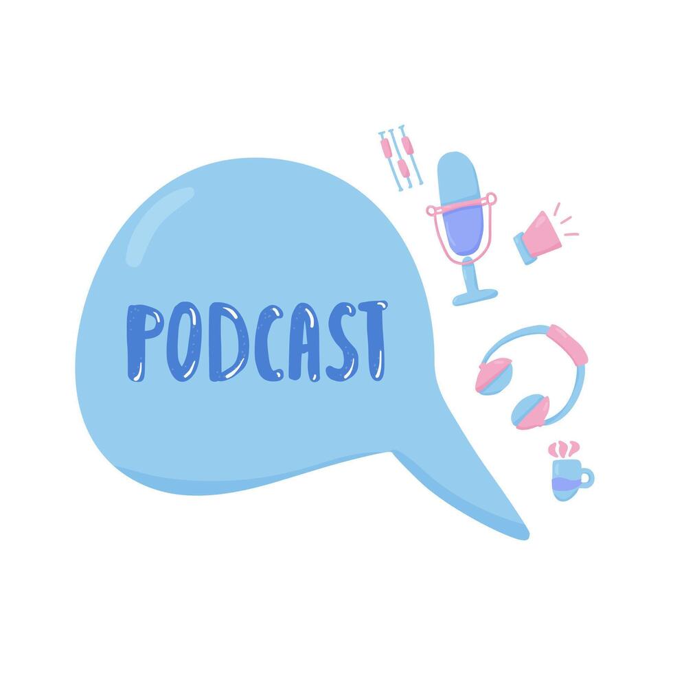 Podcast signs with text. elements design. vector