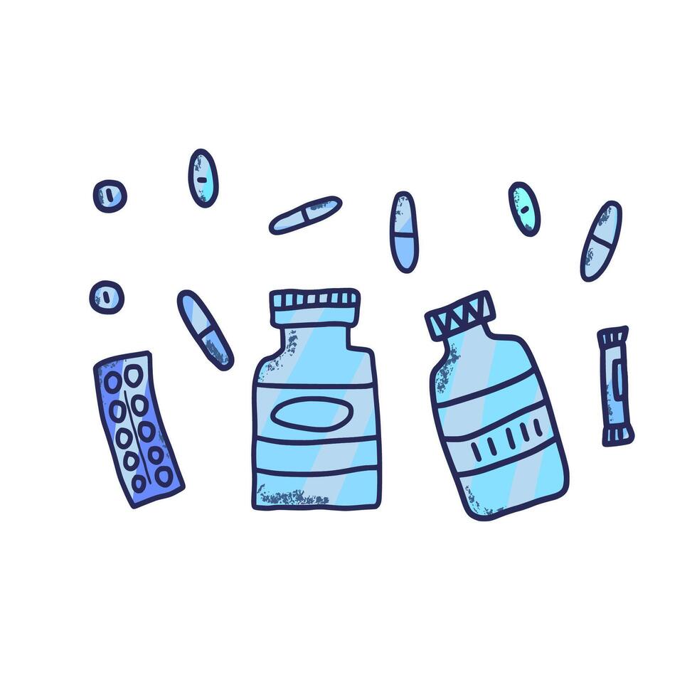 Pills sketch concept isolated. design set vector