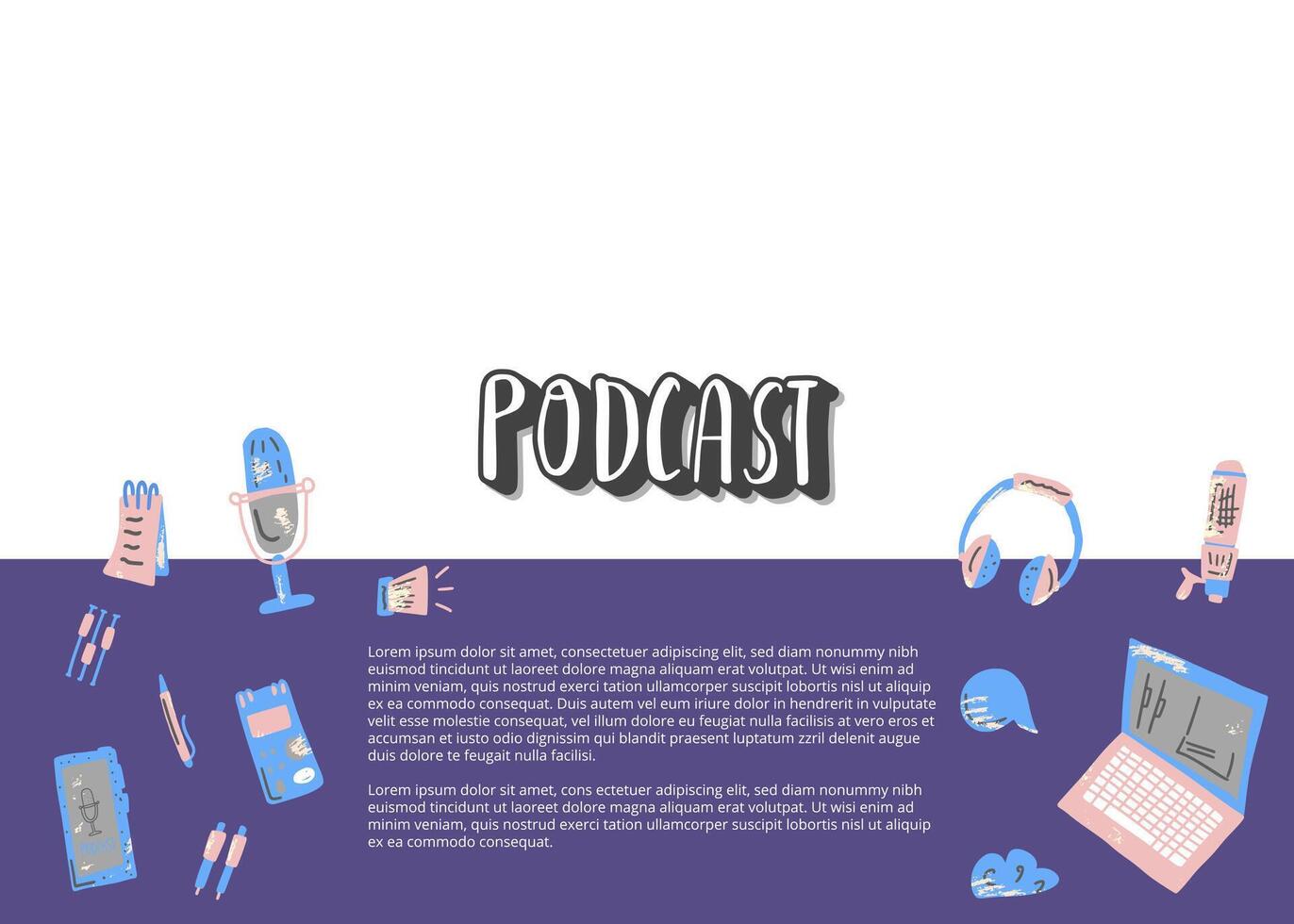 Podcast signs with text. elements design. vector