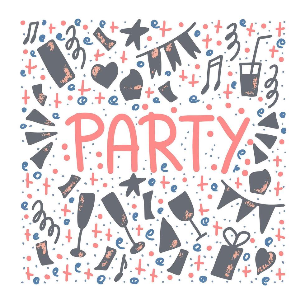 Party poster with text. card illustration. vector