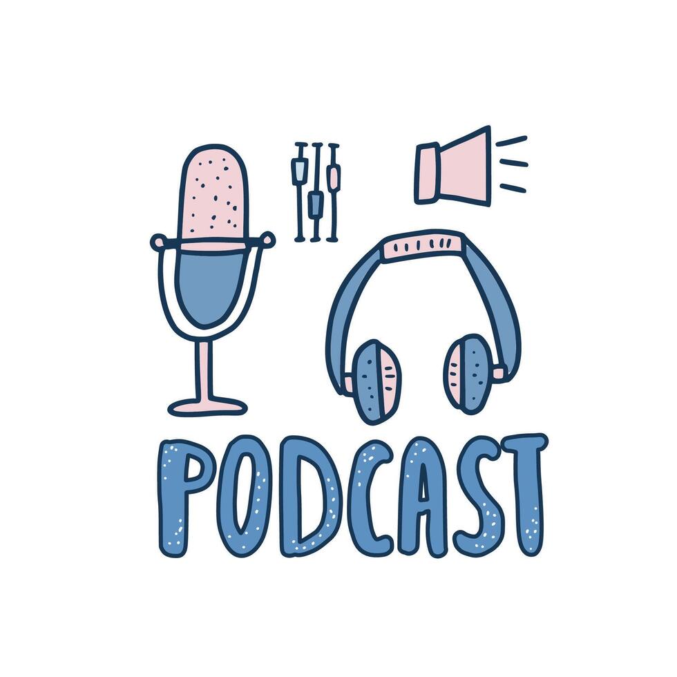 Podcast signs with text. elements design. vector