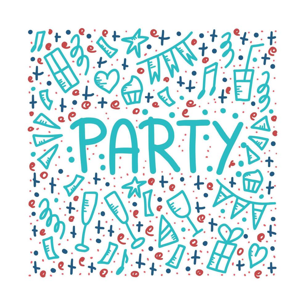 Party poster with text. card illustration. vector