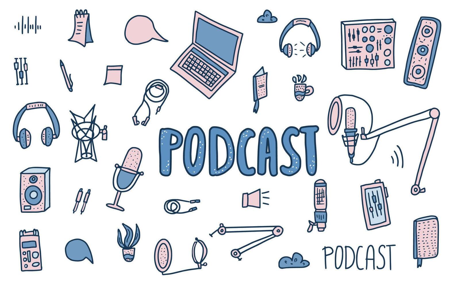 Podcast signs with text. elements design. vector