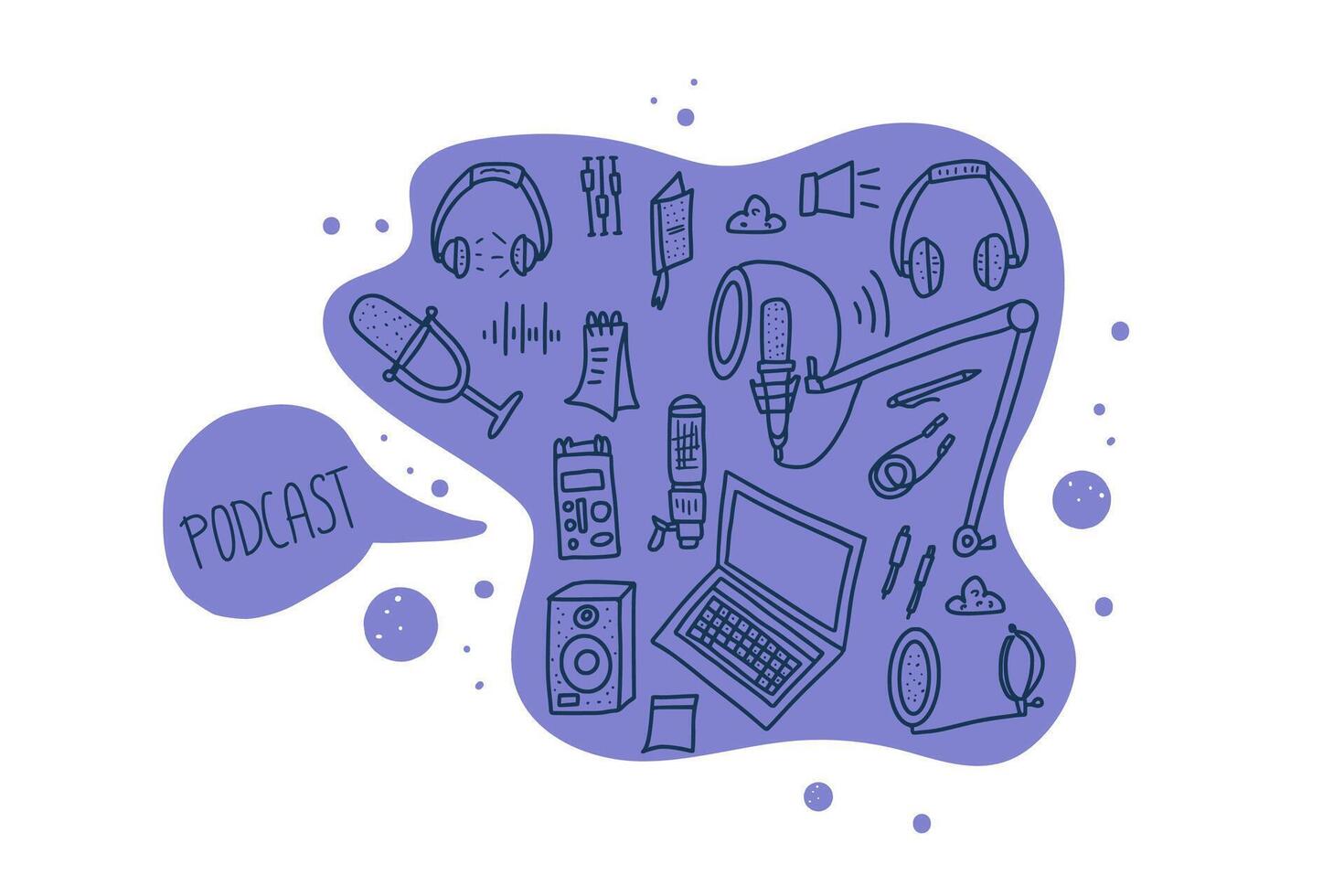 Podcast signs with text. elements design. vector