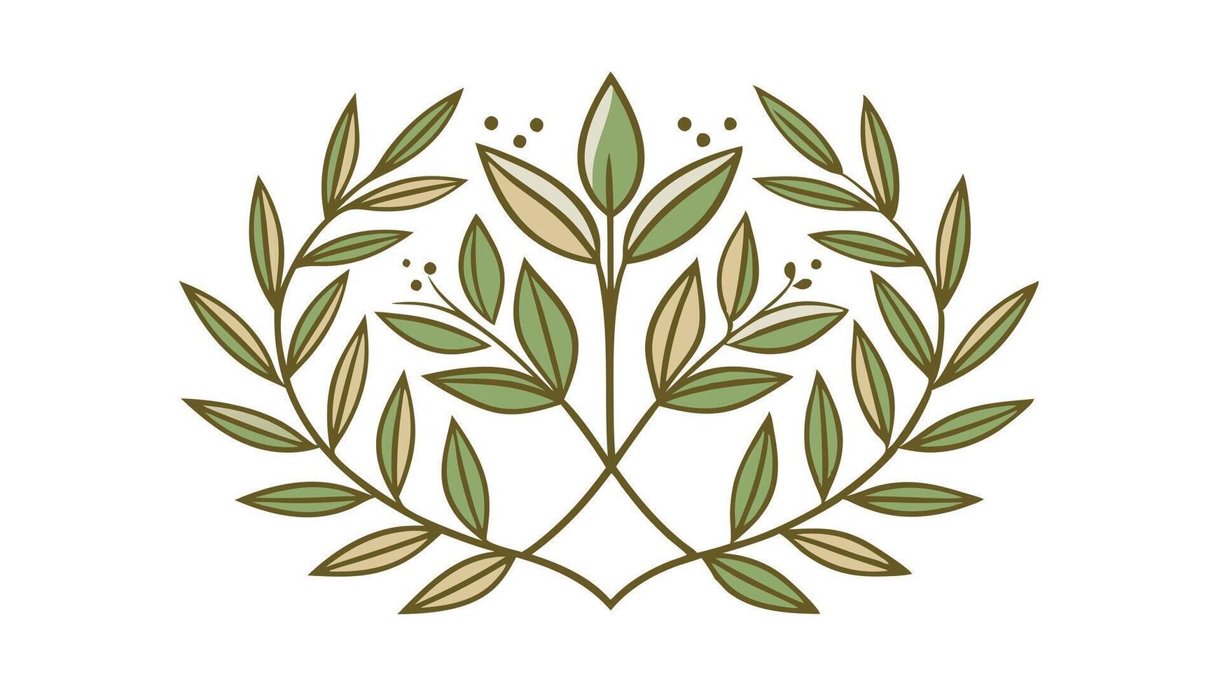 Laurel Wreath, Emblem Floral Branch Flat Style vector