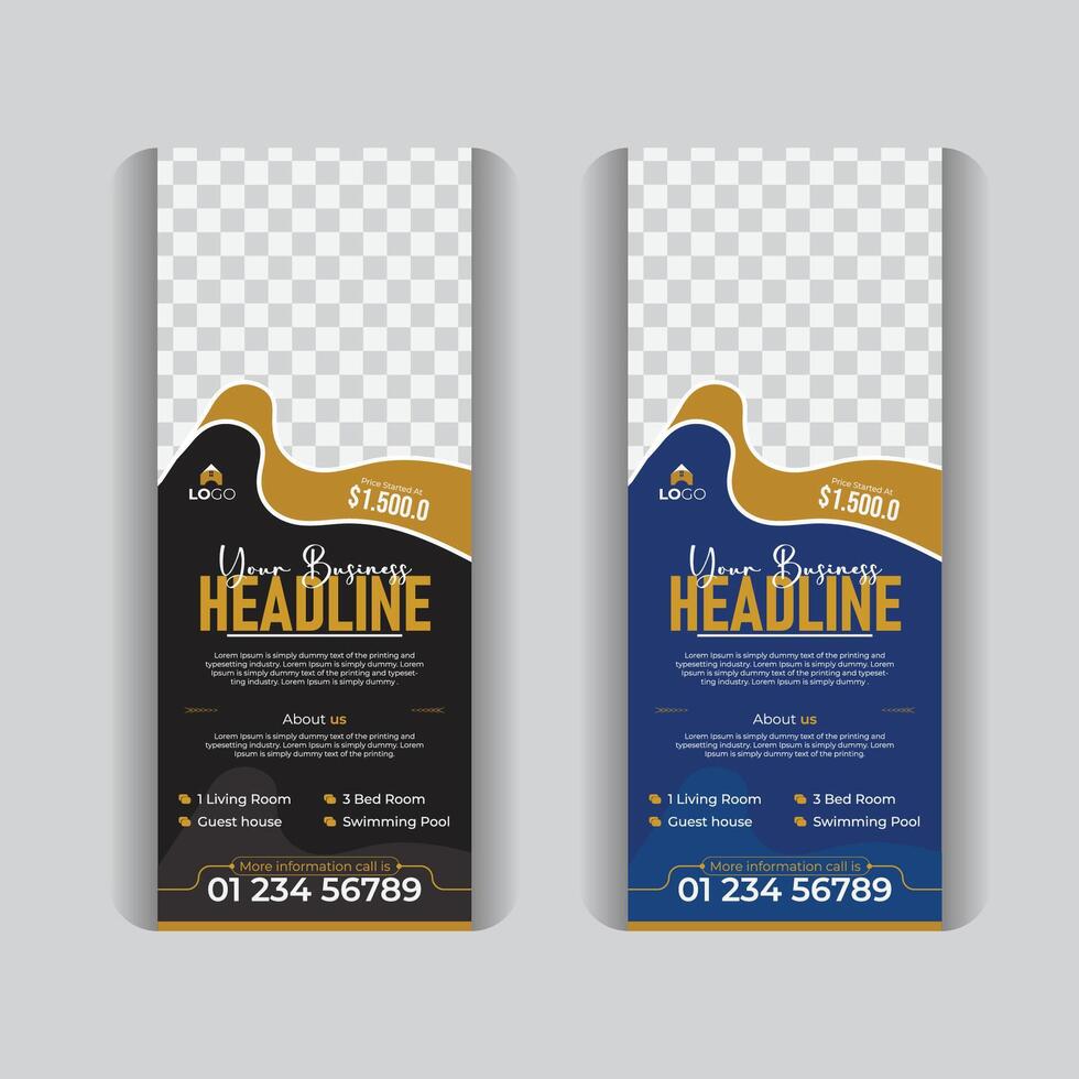 Real estate home sale roll up banner template, with creative design and creative layout, Property sale roll up banner design vector