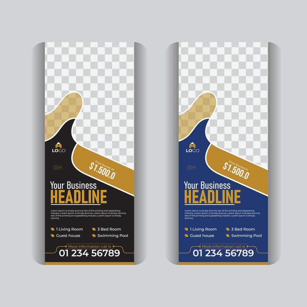 Real estate home sale roll up banner template, with creative design and creative layout, Property sale roll up banner design vector