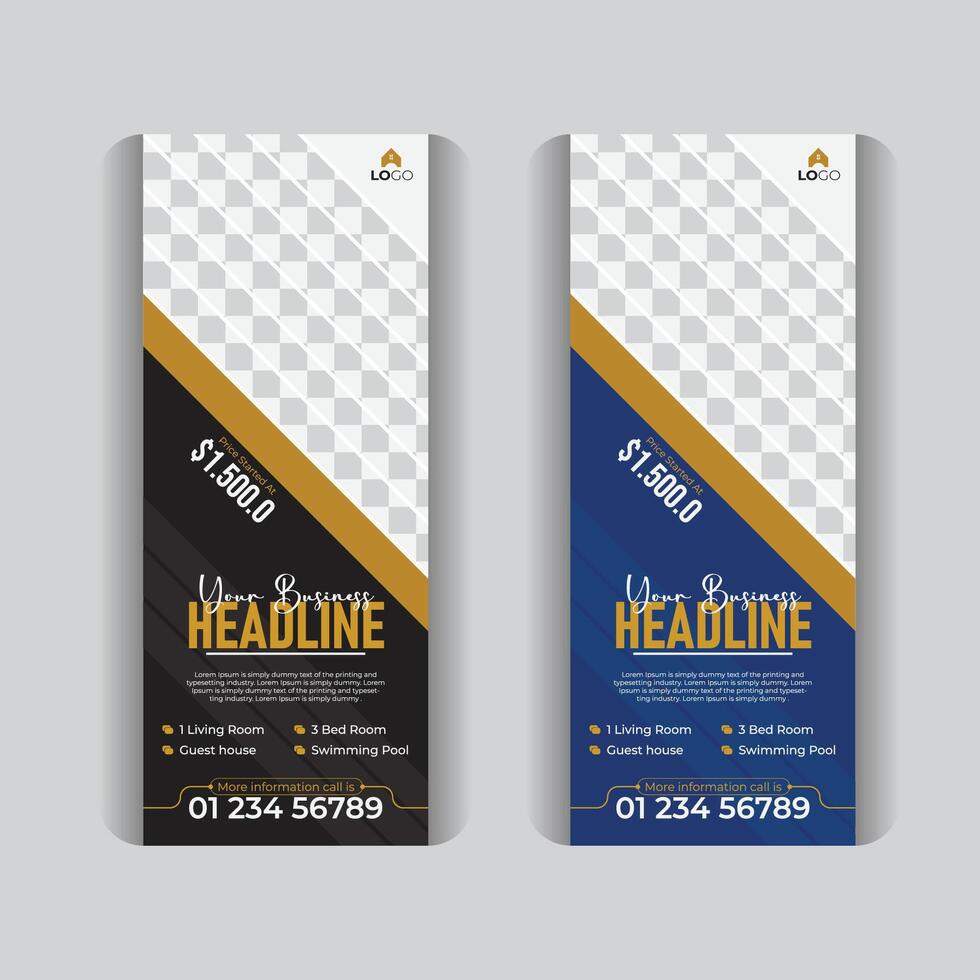 Real estate home sale roll up banner template, with creative design and creative layout, Property sale roll up banner design vector
