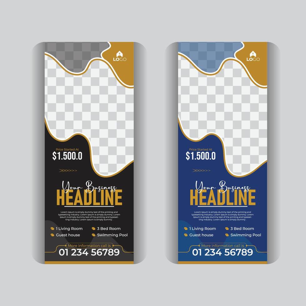 Real estate home sale roll up banner template, with creative design and creative layout, Property sale roll up banner design vector