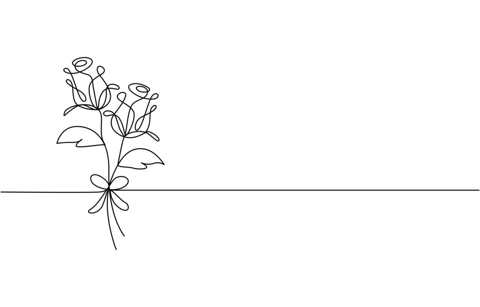 One line art concept of beautiful floral for love greeting. illustration vector
