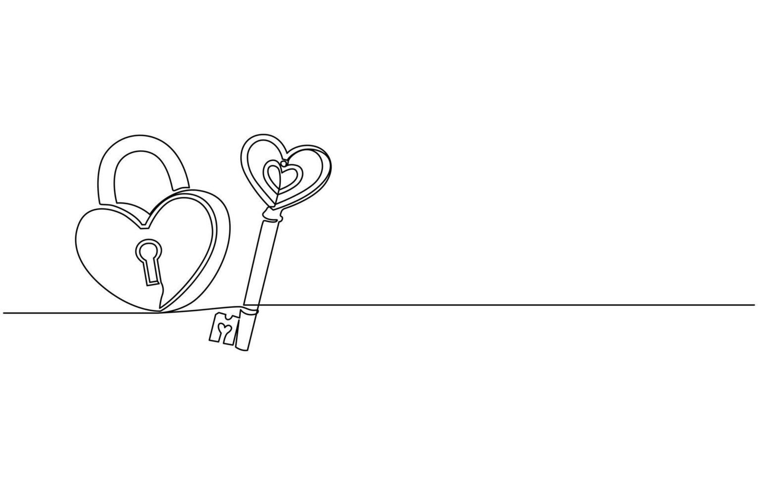 Love lock and key continuous line drawing illustration. Free , Love lock line icon vector