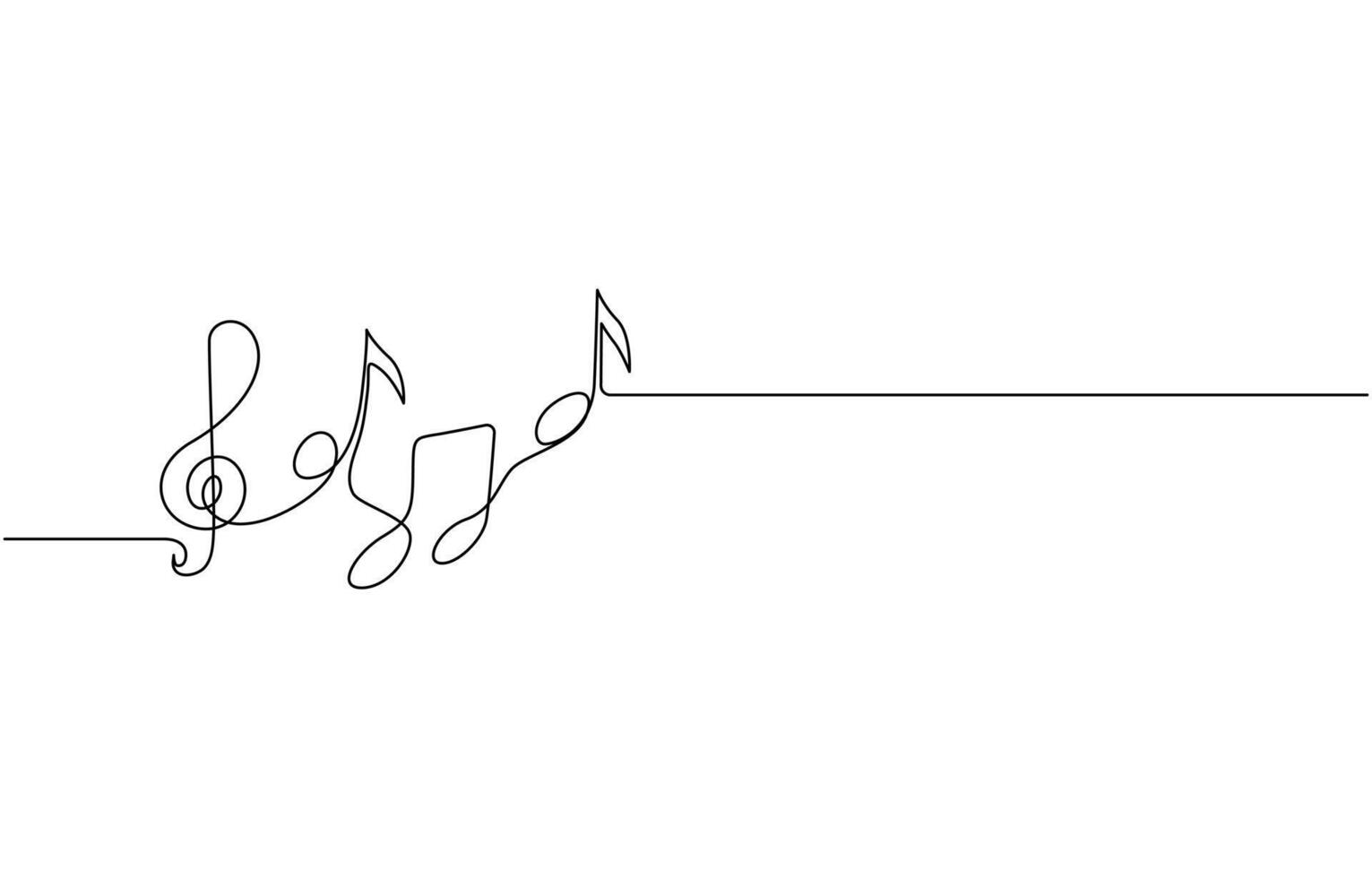 Continuous one line drawing treble clef. Music key. Isolated on white background illustration. vector