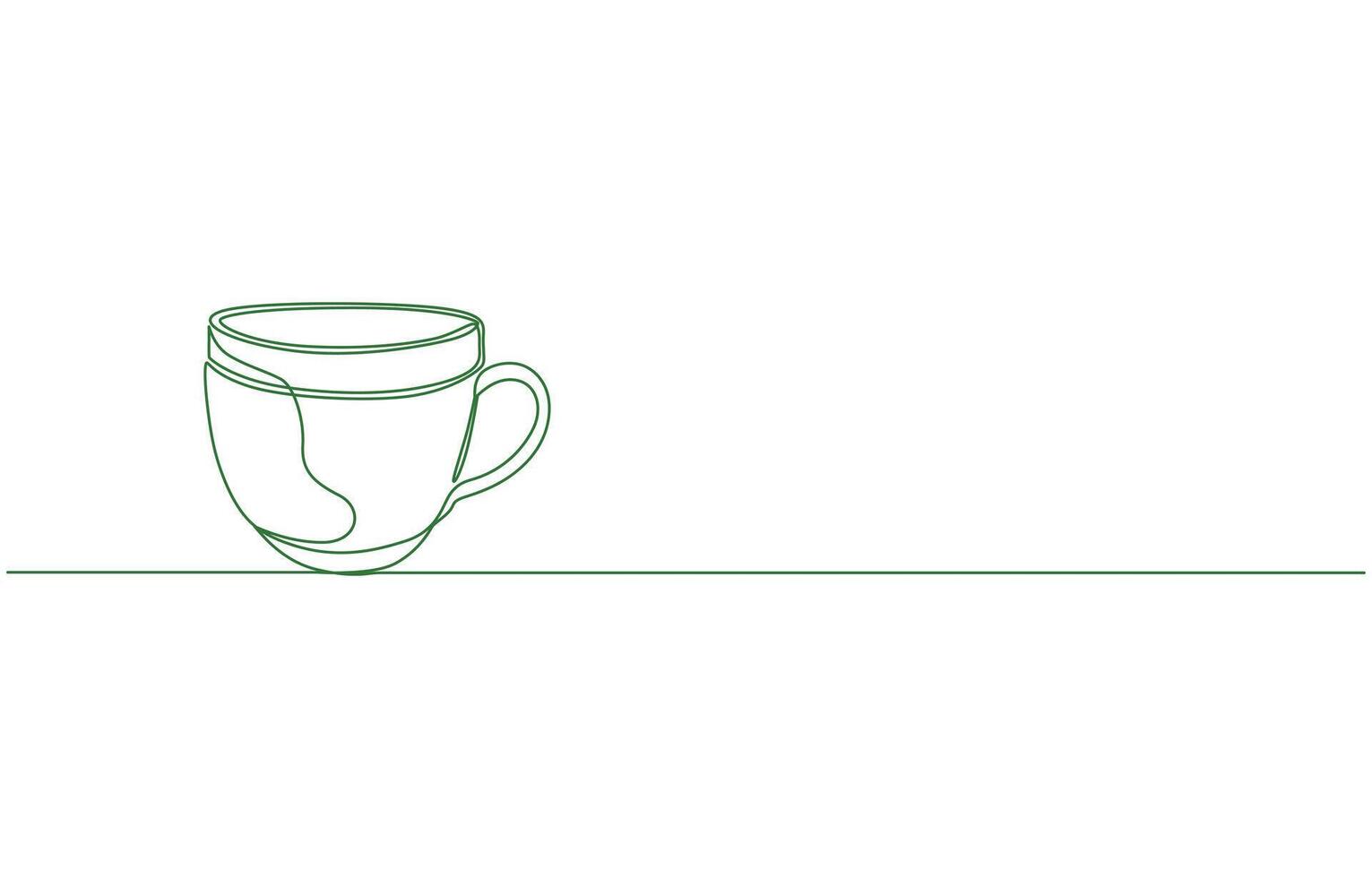 Continuous one line of transparent glass cup full of tea with tea bag in silhouette vector