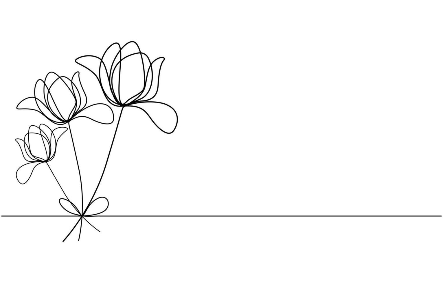 One line art concept of beautiful floral for love greeting. illustration vector