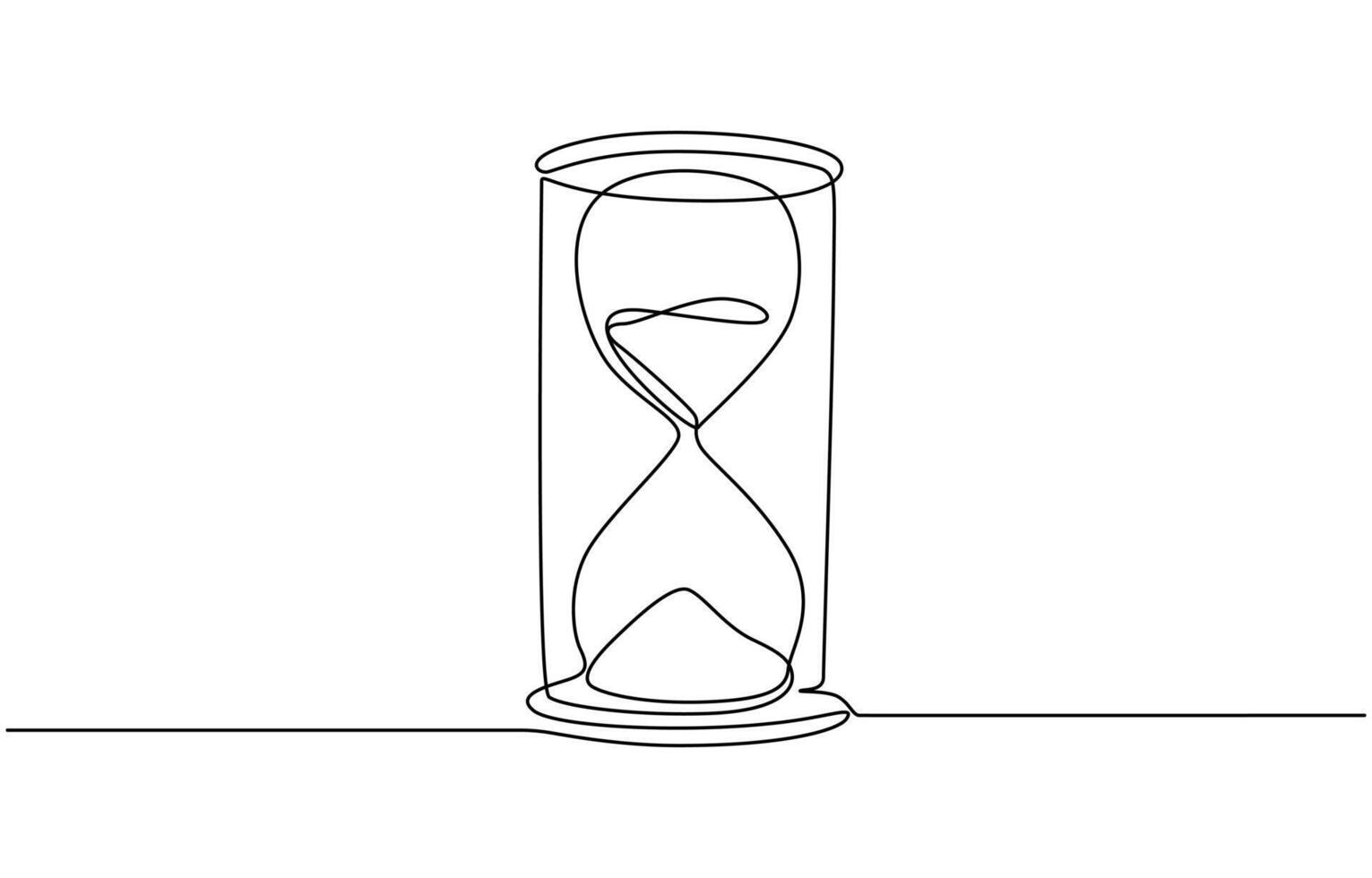 Hourglass in one line continuous. Line art hourglass outline vector