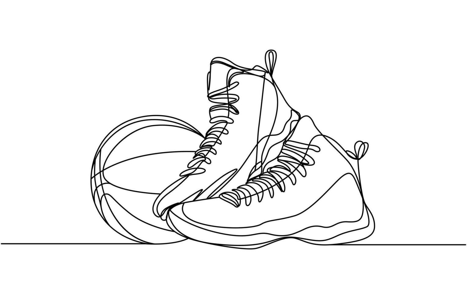 Sneakers shoes minimalist flat line collection. Continuous line, pair of sneakers vector