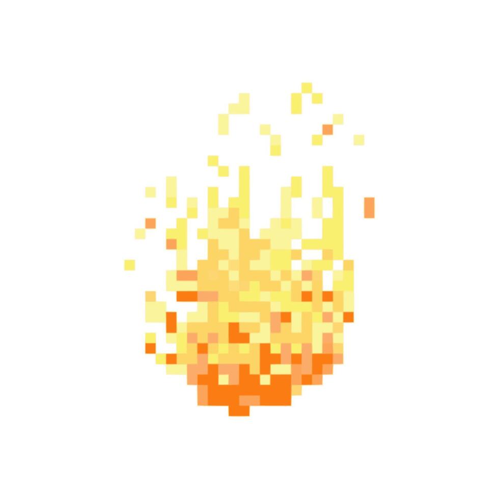 fire hot burn pixel art vector