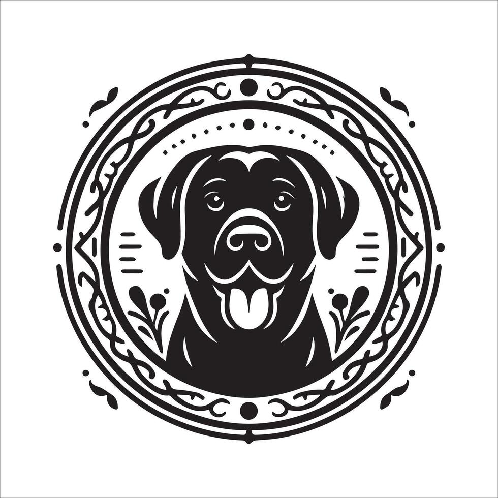 A collage of dog a plant in an illustrated frame risograph silhouette white background vector