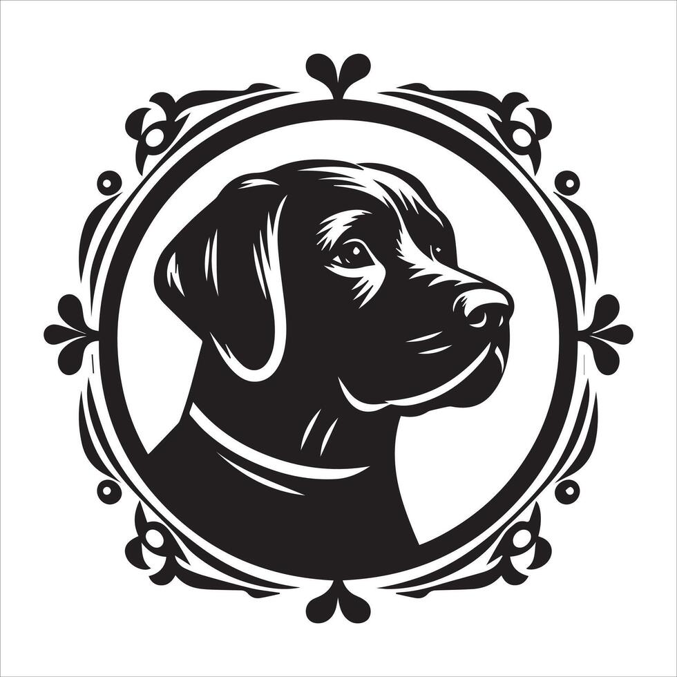 A collage of dog a plant in an illustrated frame risograph silhouette white background vector