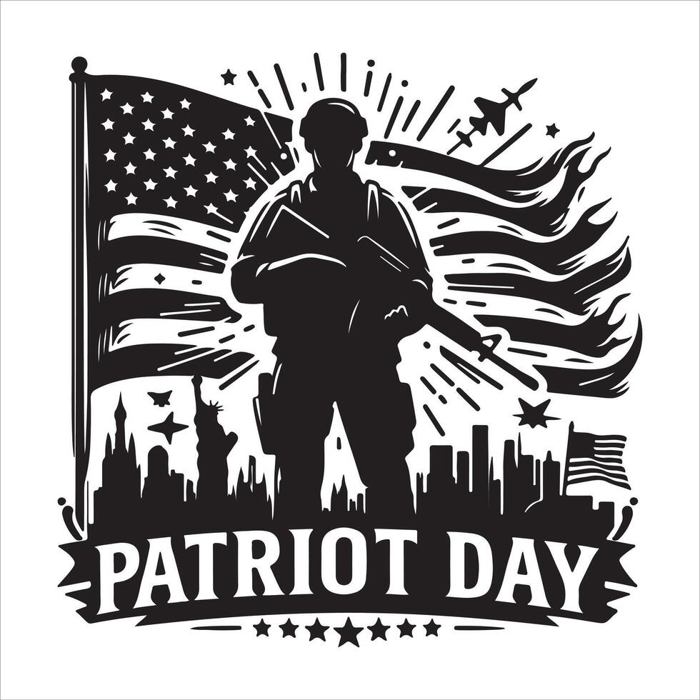 Patriots Day silhouette design with a Massachusetts white background eps download vector