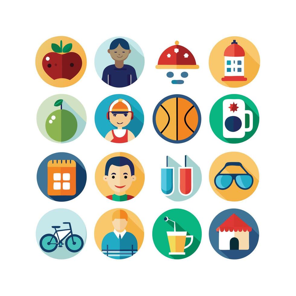 Lifestyle and Leisure Icon Set Collection Illustration vector