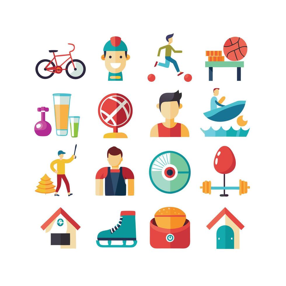 Lifestyle and Leisure Icon Set Collection Illustration vector