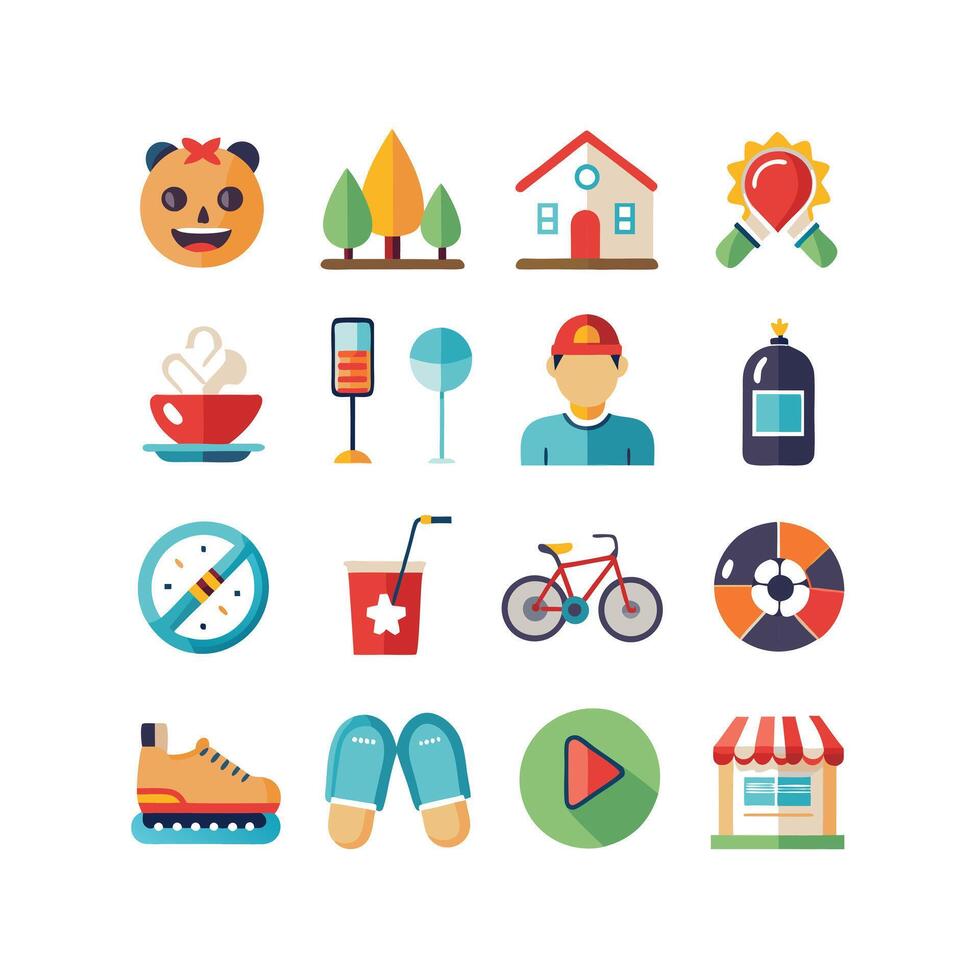 Lifestyle and Leisure Icon Set Collection Illustration vector
