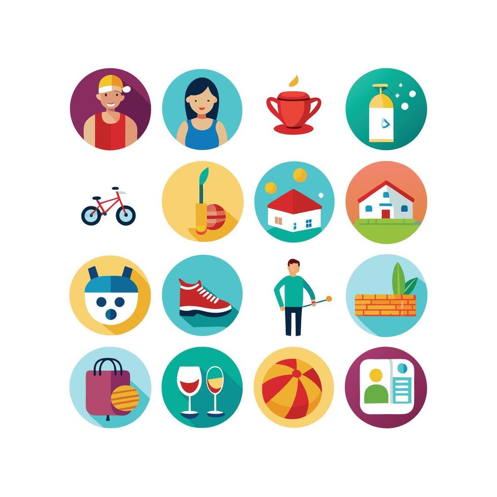 Lifestyle and Leisure Icon Set Collection Illustration vector