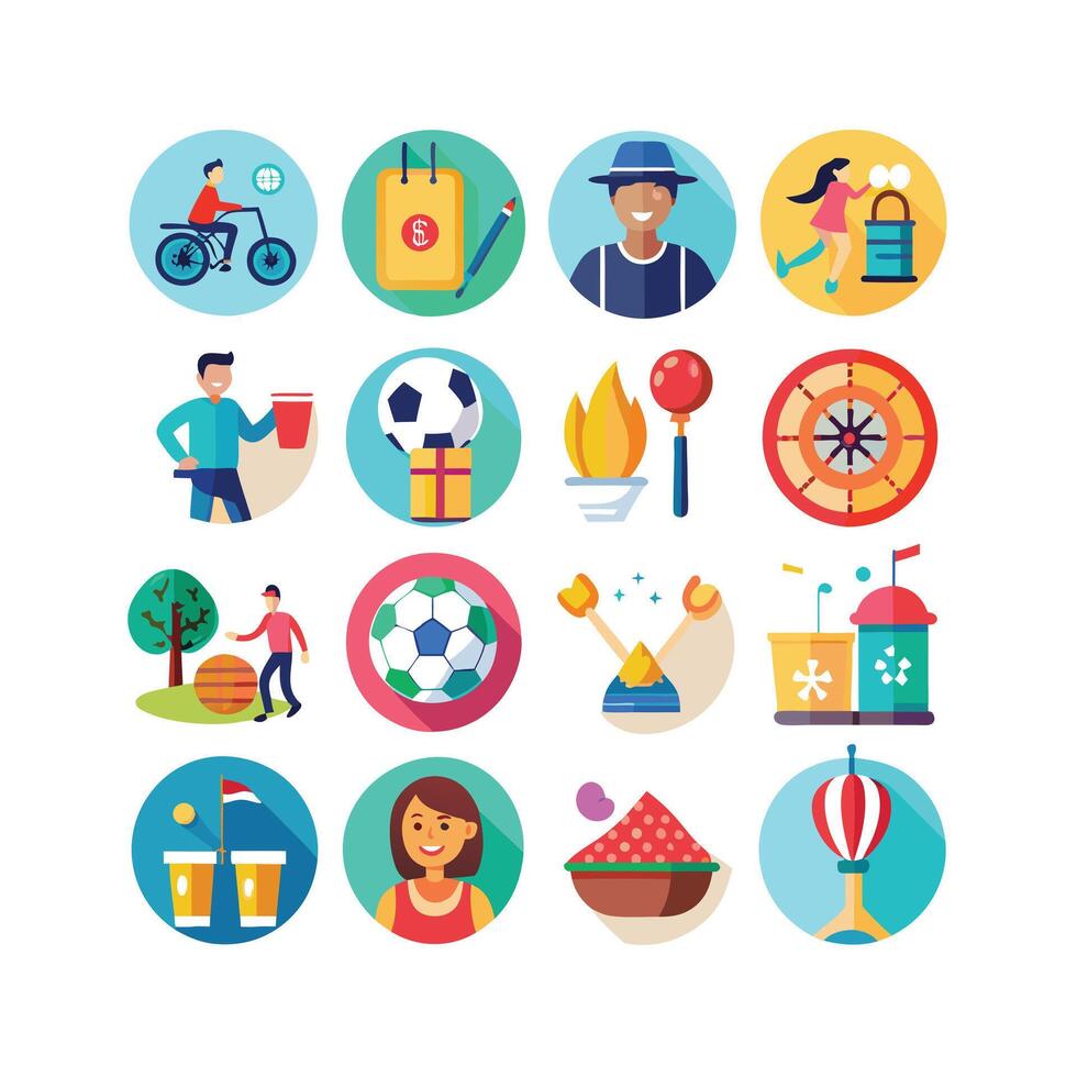 Lifestyle and Leisure Icon Set Collection Illustration vector
