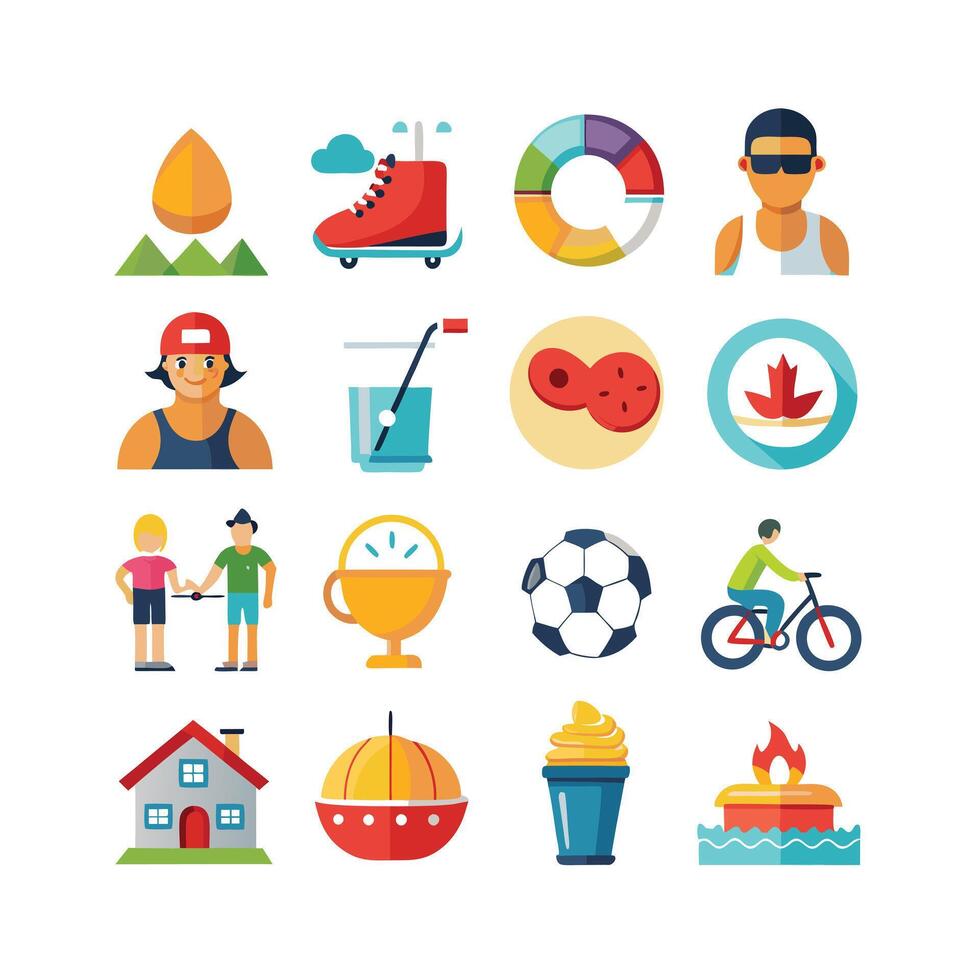 Lifestyle and Leisure Icon Set Collection Illustration vector