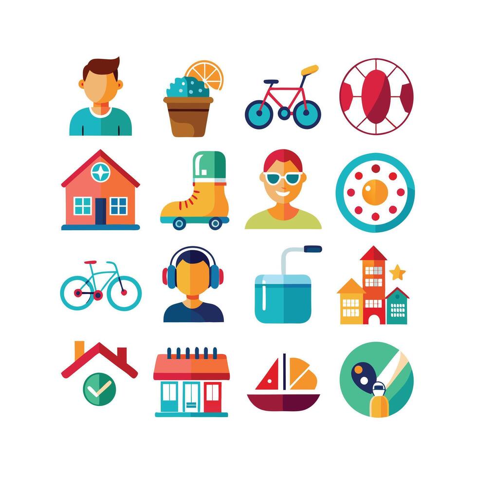 Lifestyle and Leisure Icon Set Collection Illustration vector