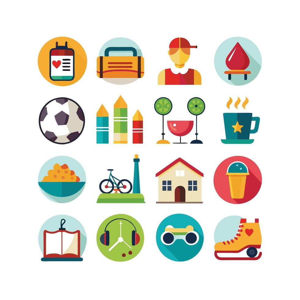 Lifestyle and Leisure Icon Set Collection Illustration vector