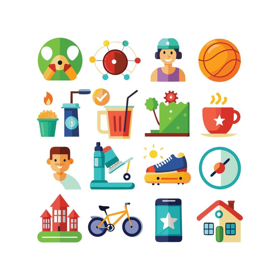 Lifestyle and Leisure Icon Set Collection Illustration vector