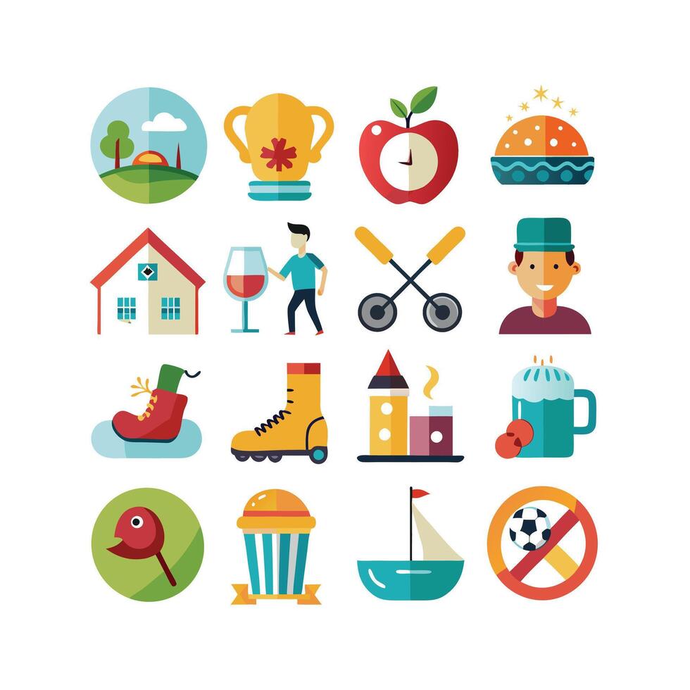 Lifestyle and Leisure Icon Set Collection Illustration vector