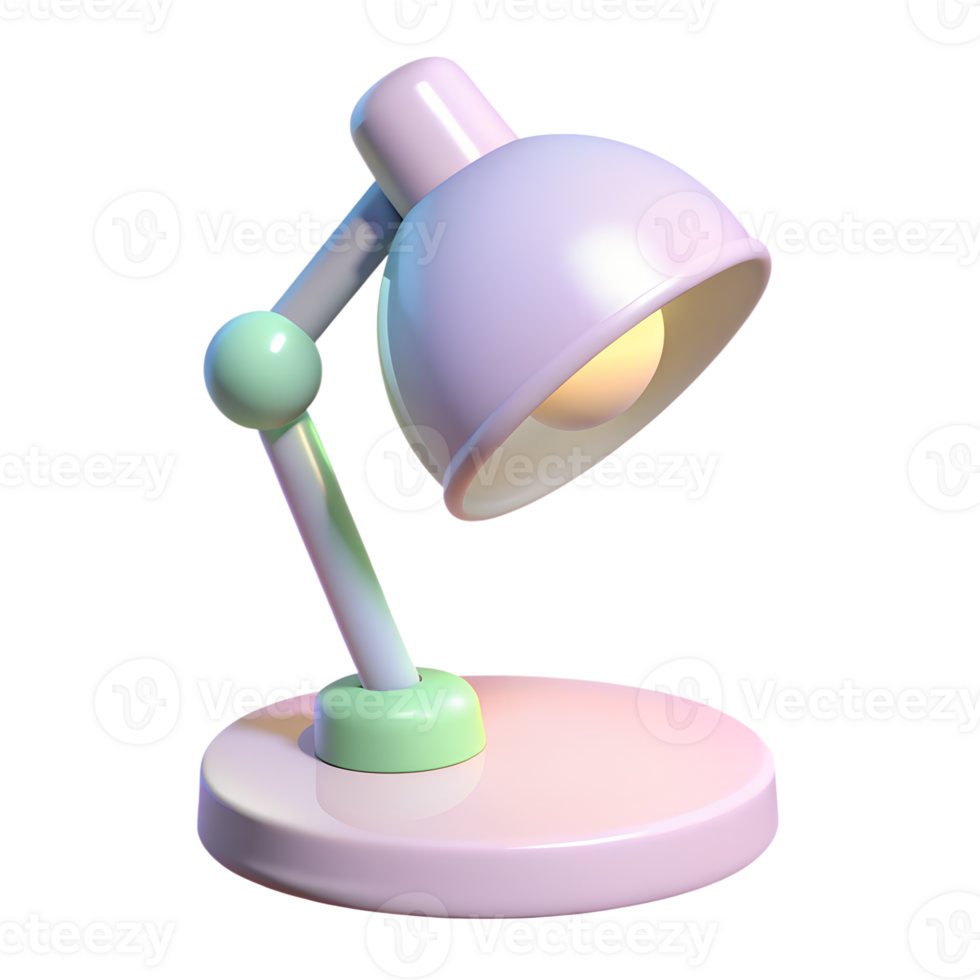 Cartoon school table lamp 3d icon isolated on the transparent background png