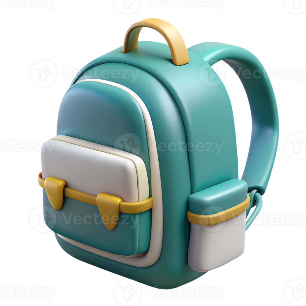 Cartoon school backpack 3d icon isolated on the transparent background png