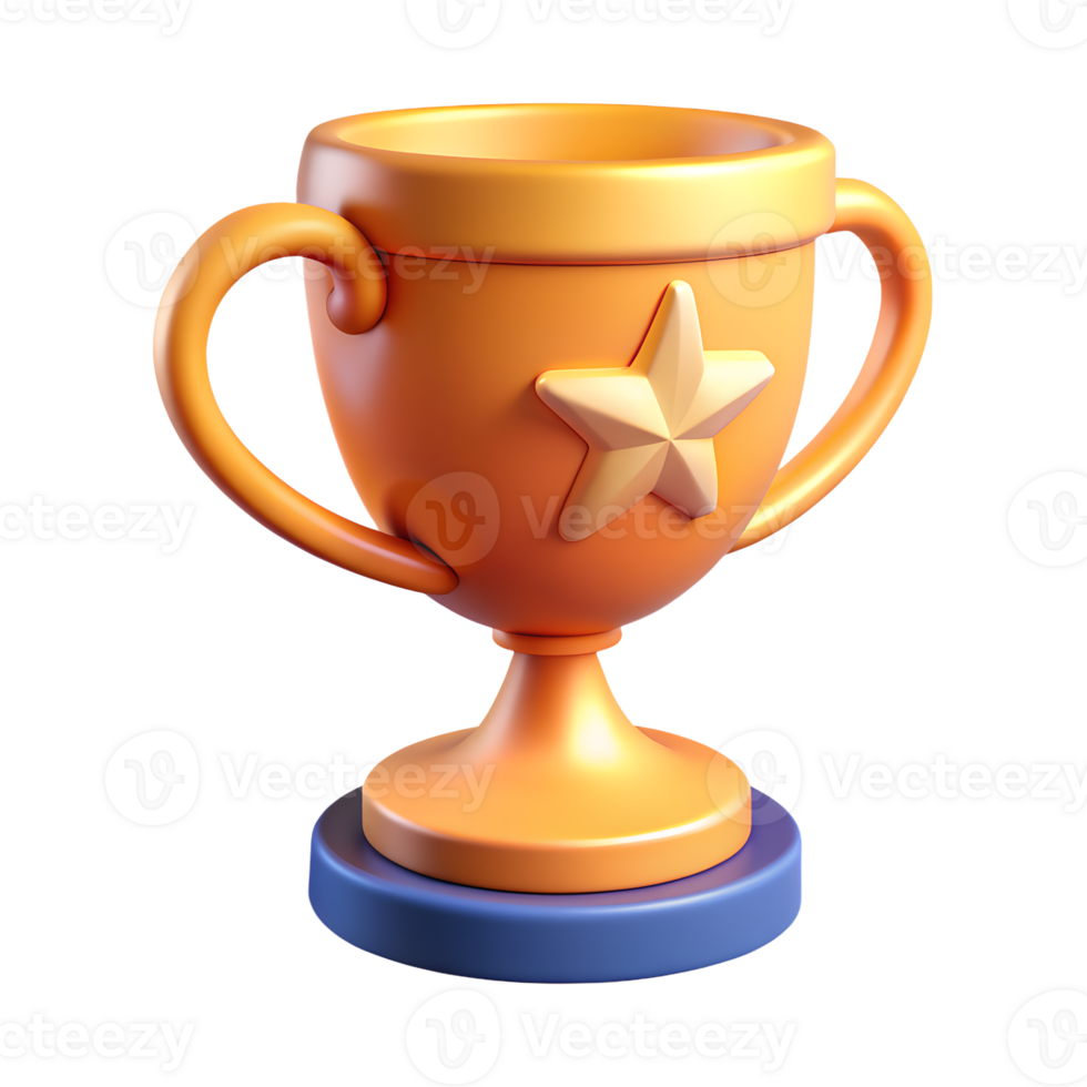 Winning golden cup 3d icon isolated on the transparent background png