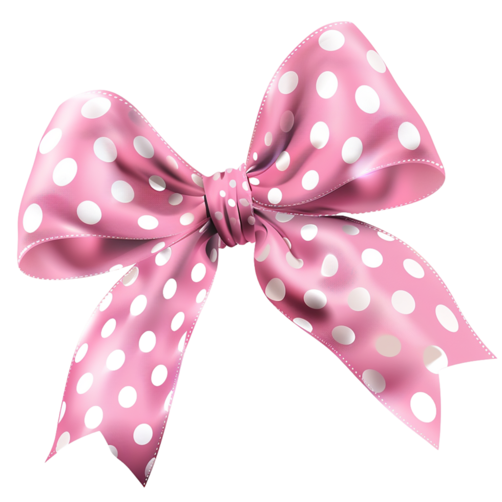 Generated Ai Pink Polka Dot Ribbon Red png