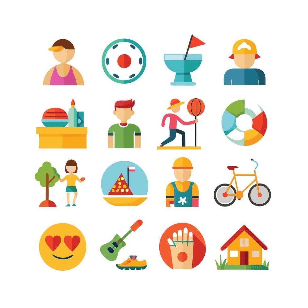 Lifestyle and Leisure Icon Set Collection Illustration vector