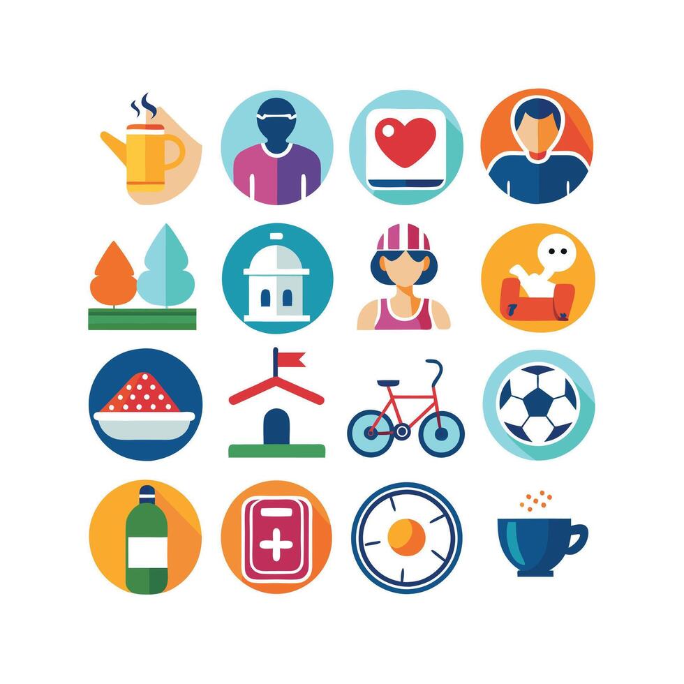 Lifestyle and Leisure Icon Set Collection Illustration vector