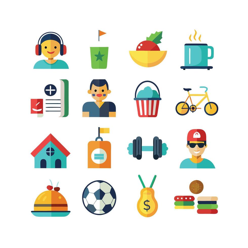 Lifestyle and Leisure Icon Set Collection Illustration vector