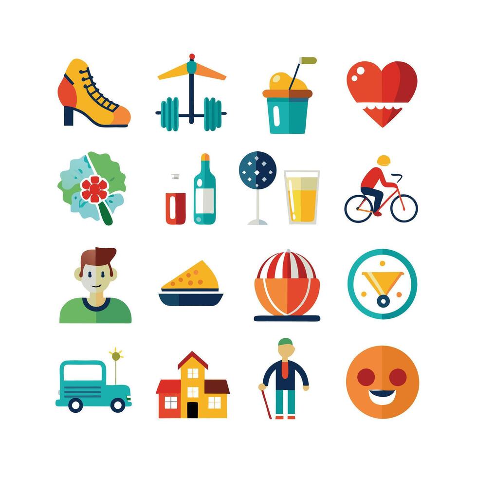 Lifestyle and Leisure Icon Set Collection Illustration vector