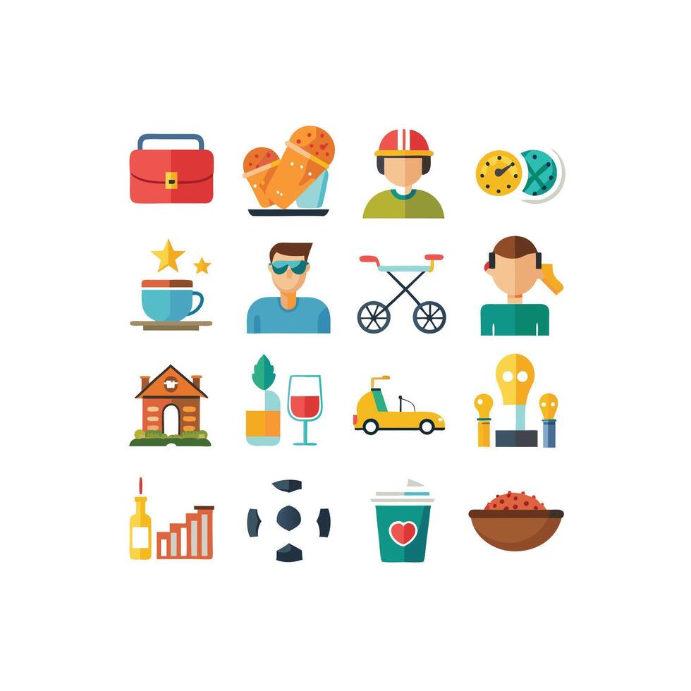 Lifestyle and Leisure Icon Set Collection Illustration vector