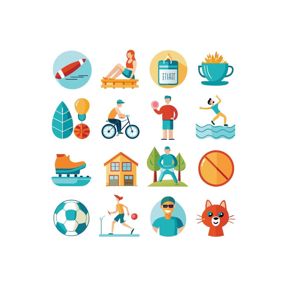 Lifestyle and Leisure Icon Set Collection Illustration vector