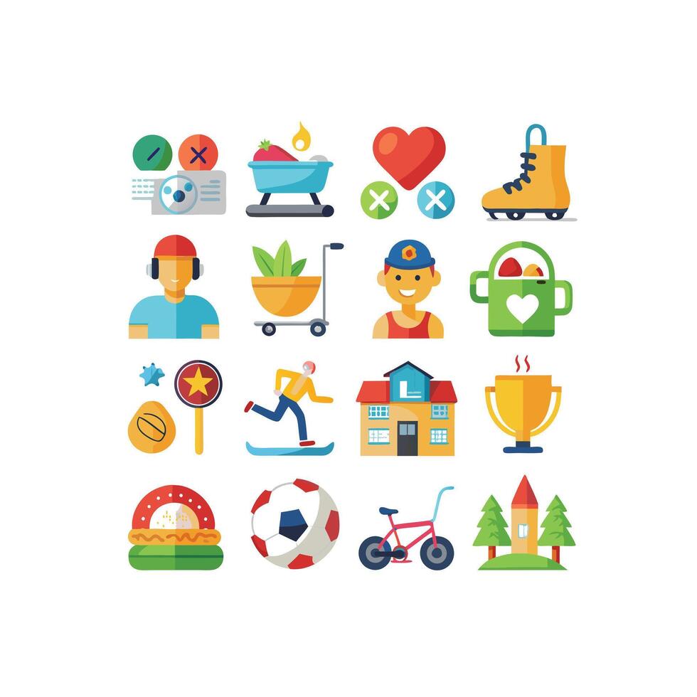 Lifestyle and Leisure Icon Set Collection Illustration vector