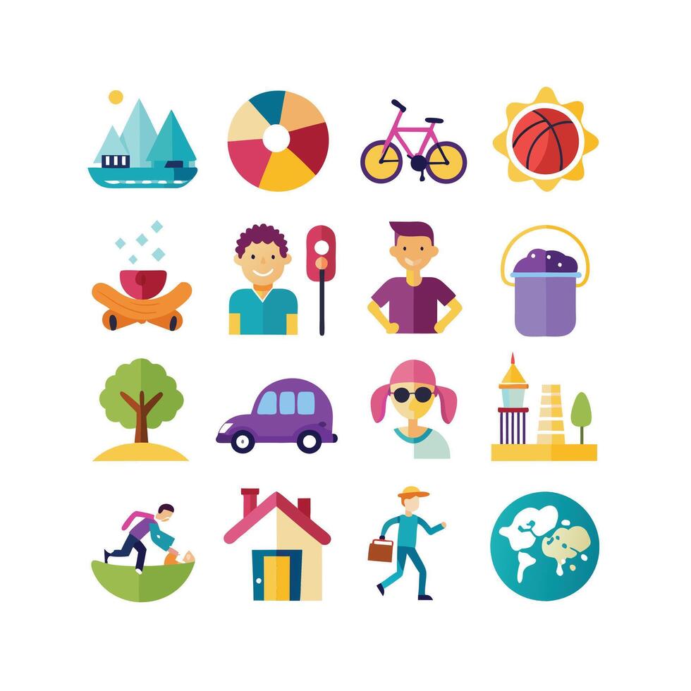 Lifestyle and Leisure Icon Set Collection Illustration vector